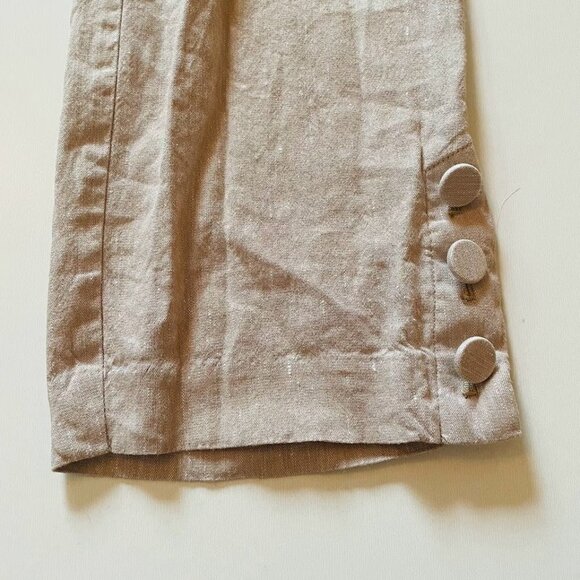 J. Jill Pant Trouser Linen Stretch Oatmeal Neutral Travel Beach Button Hem Small - Picture 4 of 8